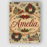 Personalised Name Classic Christmas Wreaths Custom  Bespoke Interior Contemporary Canvas Wall Art Print Decor Picture Ready to Hang