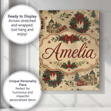 Personalised Name Classic Christmas Wreaths Custom  Bespoke Interior Contemporary Canvas Wall Art Print Decor Picture Ready to Hang
