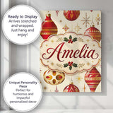 Personalised Name Elegant Red Gold Christmas Custom Bespoke  Contemporary Display Canvas Wall Art Print Decor Picture Ready to Hang