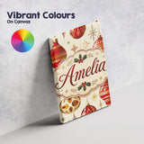 Personalised Name Elegant Red Gold Christmas Custom Bespoke  Contemporary Display Canvas Wall Art Print Decor Picture Ready to Hang