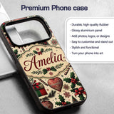 Vintage Christmas Tree Candy Cane Gifts Holly Custom Name Protective Phone Case Mobile Cover Durable Everyday Smartphone Shock Resistant