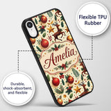 Festive Reindeer Stars Baubles Holly Seamless Custom Name Protective Phone Case Mobile Cover Durable Everyday Smartphone Shock Resistant