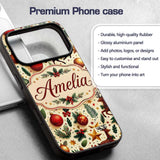 Festive Reindeer Stars Baubles Holly Seamless Custom Name Protective Phone Case Mobile Cover Durable Everyday Smartphone Shock Resistant