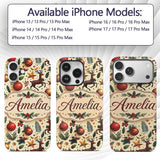 Festive Reindeer Stars Baubles Holly Seamless Custom Name Protective Phone Case Mobile Cover Durable Everyday Smartphone Shock Resistant