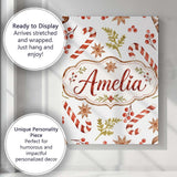 Personalised Name Watercolor Christmas Custom  Modern Room Accent Elegant Feature Canvas Wall Art Print Decor Picture Ready to Hang