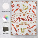 Personalised Name Watercolor Christmas Custom  Modern Room Accent Elegant Feature Canvas Wall Art Print Decor Picture Ready to Hang