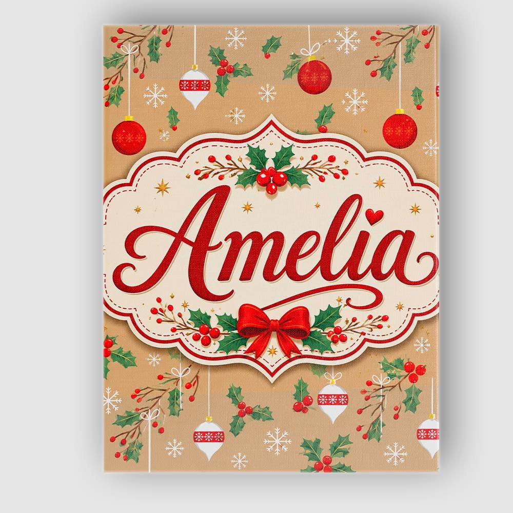 Personalised Name Christmas Hanging Baubles Custom  Bespoke Interior Contemporary Canvas Wall Art Print Decor Picture Ready to Hang