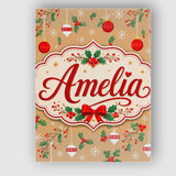 Personalised Name Christmas Hanging Baubles Custom  Bespoke Interior Contemporary Canvas Wall Art Print Decor Picture Ready to Hang