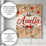 Personalised Name Christmas Hanging Baubles Custom  Bespoke Interior Contemporary Canvas Wall Art Print Decor Picture Ready to Hang