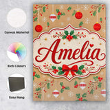 Personalised Name Christmas Hanging Baubles Custom  Bespoke Interior Contemporary Canvas Wall Art Print Decor Picture Ready to Hang