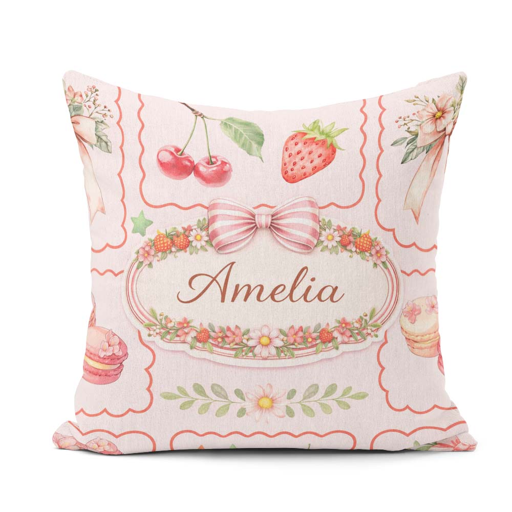 Custom Name Woodland Bear Forest Seamless Nature Wildlife Scenic Square Filled Cushion Throw Pillow Sofa Bed Home Decor Zip Washable UK Made