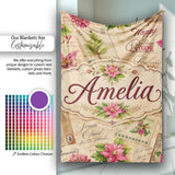Vintage Christmas Letters Poinsettia Floral Collage Festive Holiday  Personalised Custom Name Super Soft Fleece Blanket Bed Sofa Throw
