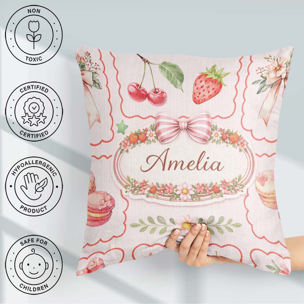 Custom Name Woodland Bear Forest Seamless Nature Wildlife Scenic Square Filled Cushion Throw Pillow Sofa Bed Home Decor Zip Washable UK Made