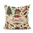Custom Name Christmas Boxes Candy Cane Stockings Festive Holiday Square Filled Cushion Throw Pillow Sofa Bed Home Decor Zip Washable UK Made