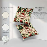 Custom Name Christmas Boxes Candy Cane Stockings Festive Holiday Square Filled Cushion Throw Pillow Sofa Bed Home Decor Zip Washable UK Made