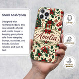 Christmas Gift Boxes Candy Cane Holly Stockings Custom Name Protective Phone Case Mobile Cover Durable Everyday Smartphone Shock Resistant