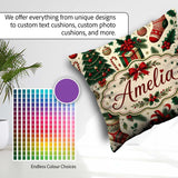 Custom Name Christmas Boxes Candy Cane Stockings Festive Holiday Square Filled Cushion Throw Pillow Sofa Bed Home Decor Zip Washable UK Made