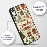 Festive Christmas Trees Baubles Gifts Seamless Custom Name Protective Phone Case Mobile Cover Durable Everyday Smartphone Shock Resistant