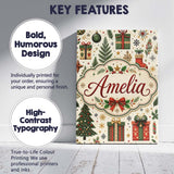 Personalised Name Festive Christmas Trees Custom  Unique Gift Idea Elegant Feature Canvas Wall Art Print Decor Picture Ready to Hang