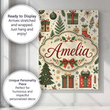 Personalised Name Festive Christmas Trees Custom  Unique Gift Idea Elegant Feature Canvas Wall Art Print Decor Picture Ready to Hang