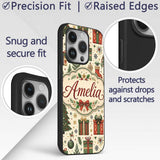 Festive Christmas Trees Baubles Gifts Seamless Custom Name Protective Phone Case Mobile Cover Durable Everyday Smartphone Shock Resistant
