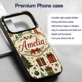 Festive Christmas Trees Baubles Gifts Seamless Custom Name Protective Phone Case Mobile Cover Durable Everyday Smartphone Shock Resistant