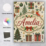 Personalised Name Festive Christmas Trees Custom  Unique Gift Idea Elegant Feature Canvas Wall Art Print Decor Picture Ready to Hang
