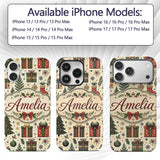 Festive Christmas Trees Baubles Gifts Seamless Custom Name Protective Phone Case Mobile Cover Durable Everyday Smartphone Shock Resistant