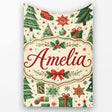 Cute Christmas Trees Stockings Snowflakes Festive Holiday Design  Personalised Custom Name Super Soft Fleece Blanket Bed Sofa Throw