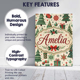 Personalised Name Cute Christmas Trees Custom  Modern Room Accent Elegant Feature Canvas Wall Art Print Decor Picture Ready to Hang