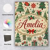 Personalised Name Cute Christmas Trees Custom  Modern Room Accent Elegant Feature Canvas Wall Art Print Decor Picture Ready to Hang