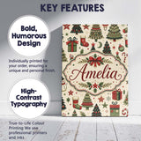 Personalised Name Elegant Christmas Trees Custom  Bespoke Decorative Contemporary Canvas Wall Art Print Decor Picture Ready to Hang