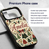 Vintage Christmas Trees Ornaments Stars Seamless Custom Name Protective Phone Case Mobile Cover Durable Everyday Smartphone Shock Resistant