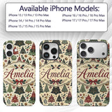 Vintage Christmas Trees Ornaments Stars Seamless Custom Name Protective Phone Case Mobile Cover Durable Everyday Smartphone Shock Resistant