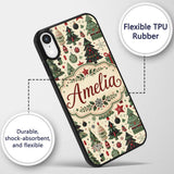 Christmas Trees Stars Gifts Ornaments Seamless Custom Name Protective Phone Case Mobile Cover Durable Everyday Smartphone Shock Resistant