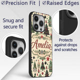Christmas Trees Stars Gifts Ornaments Seamless Custom Name Protective Phone Case Mobile Cover Durable Everyday Smartphone Shock Resistant