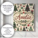 Personalised Name Christmas Trees Stars Custom  Modern Room Accent Elegant Feature Canvas Wall Art Print Decor Picture Ready to Hang