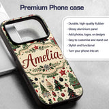Christmas Trees Stars Gifts Ornaments Seamless Custom Name Protective Phone Case Mobile Cover Durable Everyday Smartphone Shock Resistant