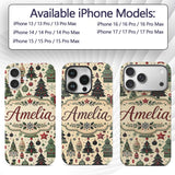 Christmas Trees Stars Gifts Ornaments Seamless Custom Name Protective Phone Case Mobile Cover Durable Everyday Smartphone Shock Resistant