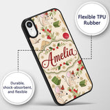 Cute Mouse Gifts Berries Snowflakes Seamless Custom Name Protective Phone Case Mobile Cover Durable Everyday Smartphone Shock Resistant