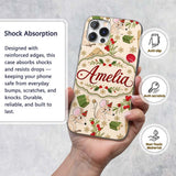 Cute Mouse Gifts Berries Snowflakes Seamless Custom Name Protective Phone Case Mobile Cover Durable Everyday Smartphone Shock Resistant