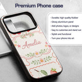 Strawberry Cherry Bow Seamless Printed Design Custom Name Protective Phone Case Mobile Cover Durable Everyday Smartphone Shock Resistant