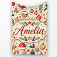 Christmas Tree Candy Cane Baubles Seamless Pattern Festive Holiday  Personalised Custom Name Super Soft Fleece Blanket Bed Sofa Throw