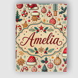 Personalised Name Christmas Tree Candy Cane Custom  Bespoke Interior Contemporary Canvas Wall Art Print Decor Picture Ready to Hang