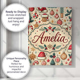 Personalised Name Christmas Tree Candy Cane Custom  Bespoke Interior Contemporary Canvas Wall Art Print Decor Picture Ready to Hang