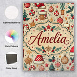 Personalised Name Christmas Tree Candy Cane Custom  Bespoke Interior Contemporary Canvas Wall Art Print Decor Picture Ready to Hang