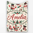 Cute Snowman Candy Cane Trees Seamless Pattern Festive Holiday  Personalised Custom Name Super Soft Fleece Blanket Bed Sofa Throw