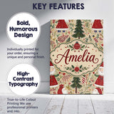 Personalised Name Whimsical Santa Gnome Custom  Modern Room Accent Elegant Feature Canvas Wall Art Print Decor Picture Ready to Hang