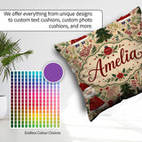 Custom Name Whimsical Santa Gnome Trees Seamless Pattern Festive Square Filled Cushion Throw Pillow Sofa Bed Home Decor Zip Washable UK Made