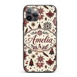 Red Black Snowflakes Christmas Trees Seamless Custom Name Protective Phone Case Mobile Cover Durable Everyday Smartphone Shock Resistant